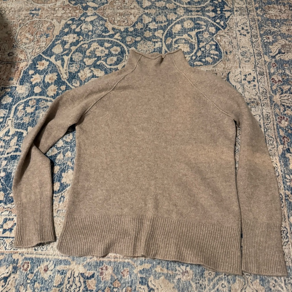 Theory Cashmere Mock Neck Sweater Taupe